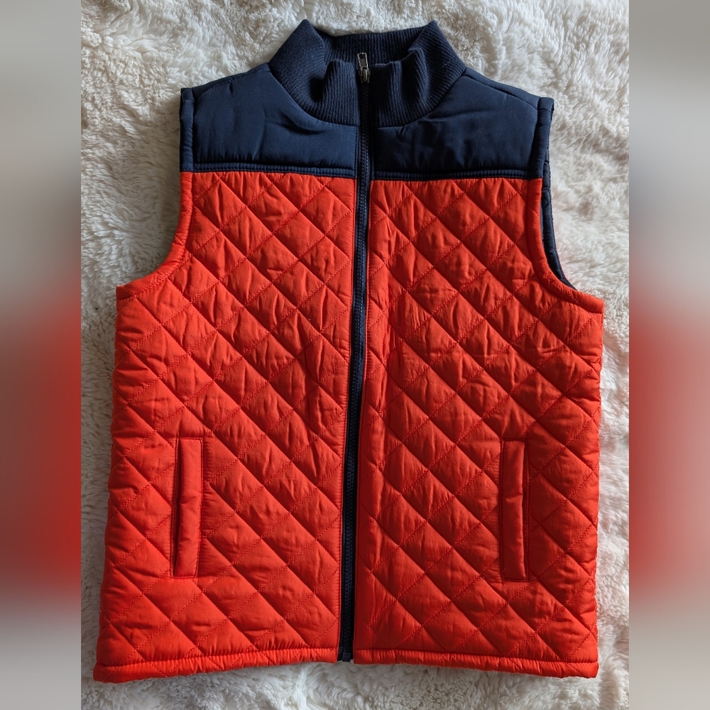 Quilted Orange and Navy Vest